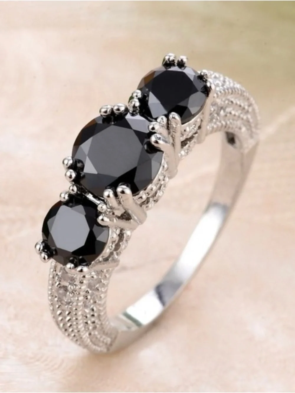 Sterling Silver Black Onyx Ring Size 5